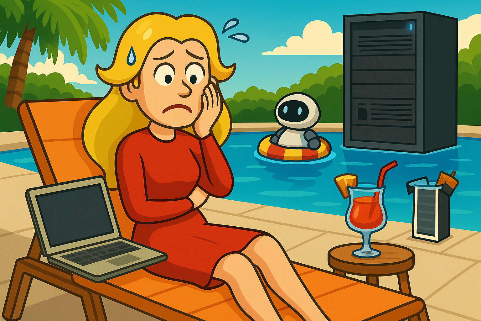 Amanda tries to relax—but her binder sits open beside her.