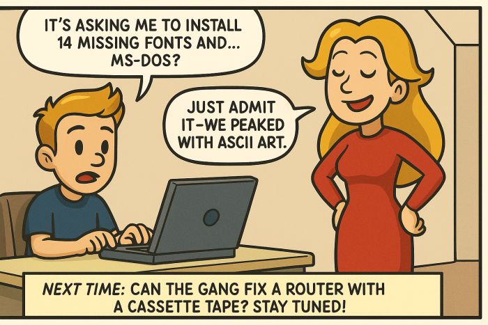 Bylla is asked to install missing fonts and MS-DOS